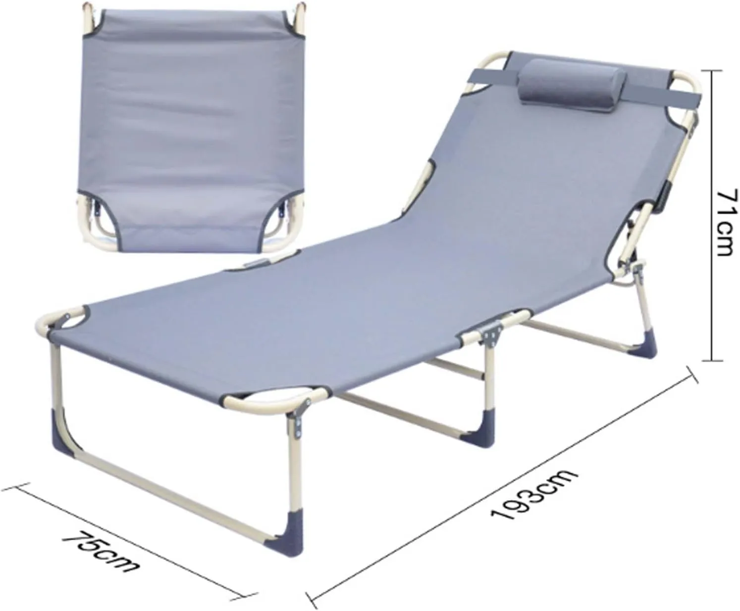 ( Folding Camping Cot, 3-Position Adjustable Oxford Sleeping Cots Bed,Portable Camping Bed with Pillow,Multifunctional Lounge Chair,Perfect for Camping, Pool, Beach, Patio (68.