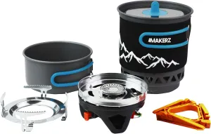 0 37 Backpacking Stove with Powerful 2000W Burner - Includes 34 oz. Pot & 17 oz. Pan, Weighs Just 1.4 lbs.