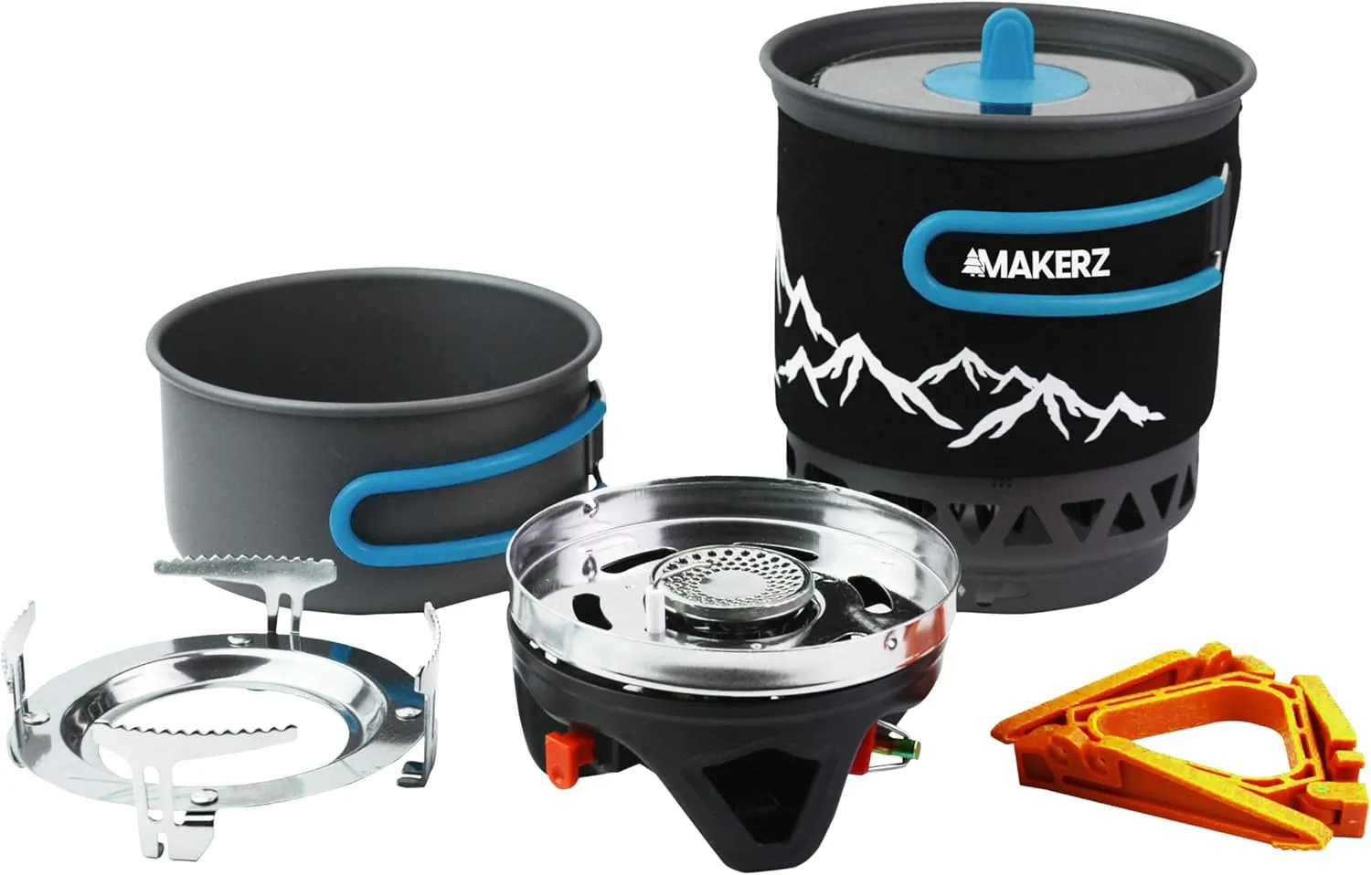 0 37 Backpacking Stove with Powerful 2000W Burner - Includes 34 oz. Pot & 17 oz. Pan, Weighs Just 1.4 lbs.