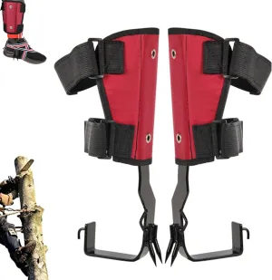 1 Pair Adjustable Steel Tree Climbing Spikes with Harness Belt, Non-Slip Pedal for Fruit Picking Hunting Observation