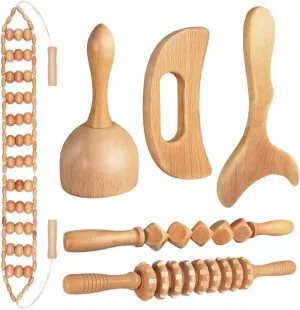 10-in-1 Wood Therapy Massage Tools Gua Sha Wooden Massager for Body Shaping Massage Tool Set Wood Therapy Tools for Relieving Muscle Pain Body Lymphatic Drainage Massager Anti-Cellulite