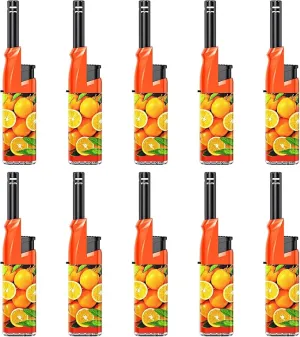 10 Pack Candle Lighter Butane Refillable Lighter 1.5 Inch Extended Wand Soft Flame Multipurpose Lighter for BBQ Grill Fireplace Camping(No Prefilled)