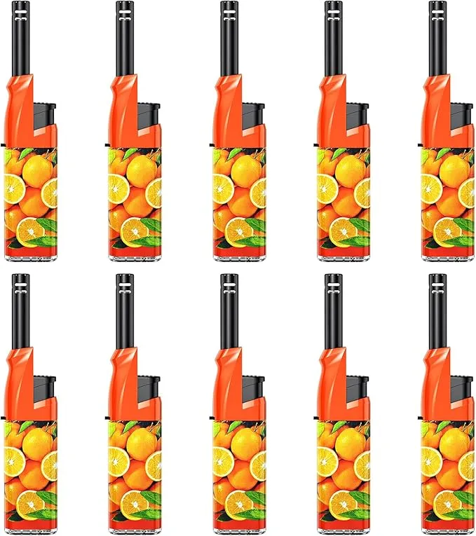 10 Pack Candle Lighter Butane Refillable Lighter 1.5 Inch Extended Wand Soft Flame Multipurpose Lighter for BBQ Grill Fireplace Camping(No Prefilled)