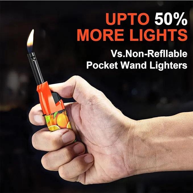 10 Pack Candle Lighter Butane Refillable Lighter 1.5 Inch Extended Wand Soft Flame Multipurpose Lighter for BBQ Grill Fireplace Camping(No Prefilled)