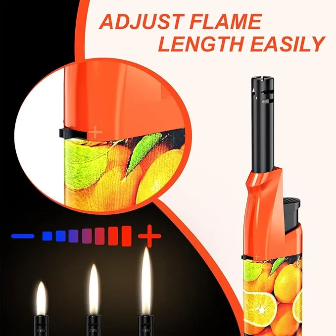 10 Pack Candle Lighter Butane Refillable Lighter 1.5 Inch Extended Wand Soft Flame Multipurpose Lighter for BBQ Grill Fireplace Camping(No Prefilled)