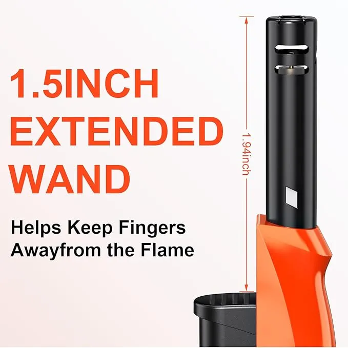 10 Pack Candle Lighter Butane Refillable Lighter 1.5 Inch Extended Wand Soft Flame Multipurpose Lighter for BBQ Grill Fireplace Camping(No Prefilled)