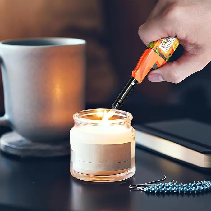 10 Pack Candle Lighter Butane Refillable Lighter 1.5 Inch Extended Wand Soft Flame Multipurpose Lighter for BBQ Grill Fireplace Camping(No Prefilled)