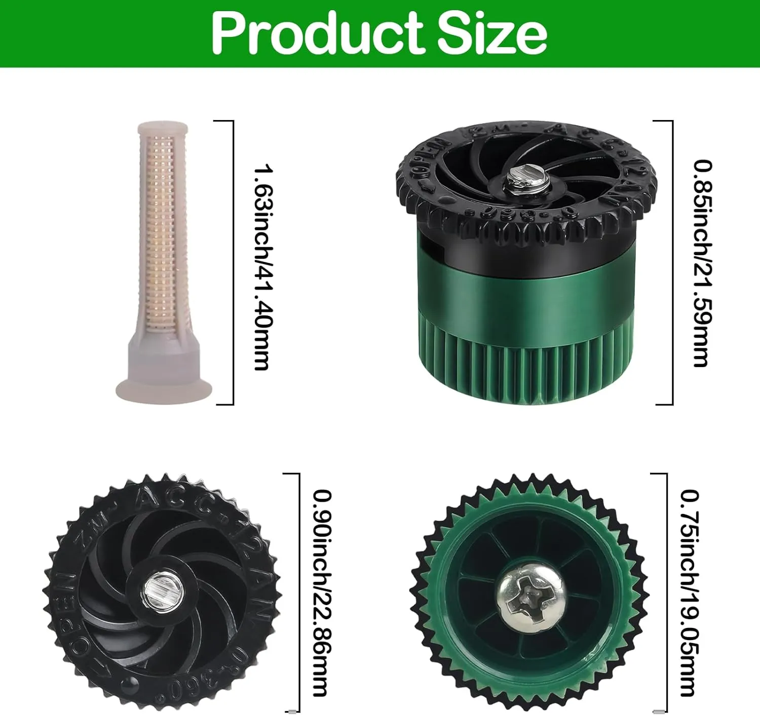 10 Pieces Variable Arc Nozzle, Sprinkler Heads Replacement Compatible With Pop Up Sprinklers Adjustable 0° - 360° Full Circle Pattern Spray Nozzle for Garden Lawn Irrigation (12AN)