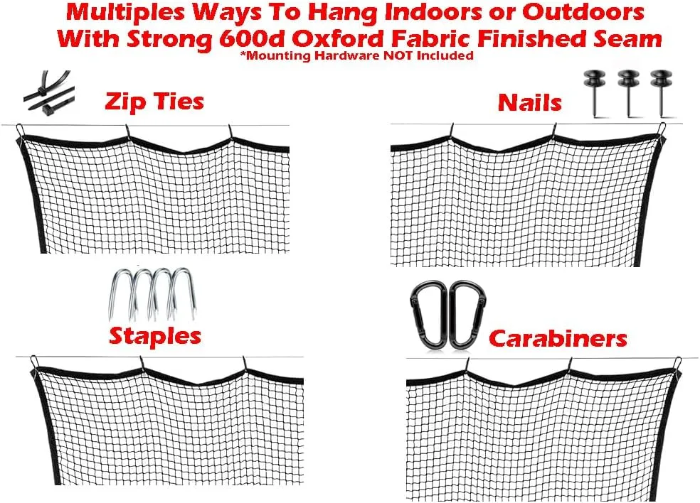 10ft, 15ft, 25ft Sports Practice Netting Sturdy Net Hitting Throwing Pitching Net 150LB Impact Hit Tested Nylon Mesh Netting for Golf, Baseball, Softball, Hockey, Soccer, LAX