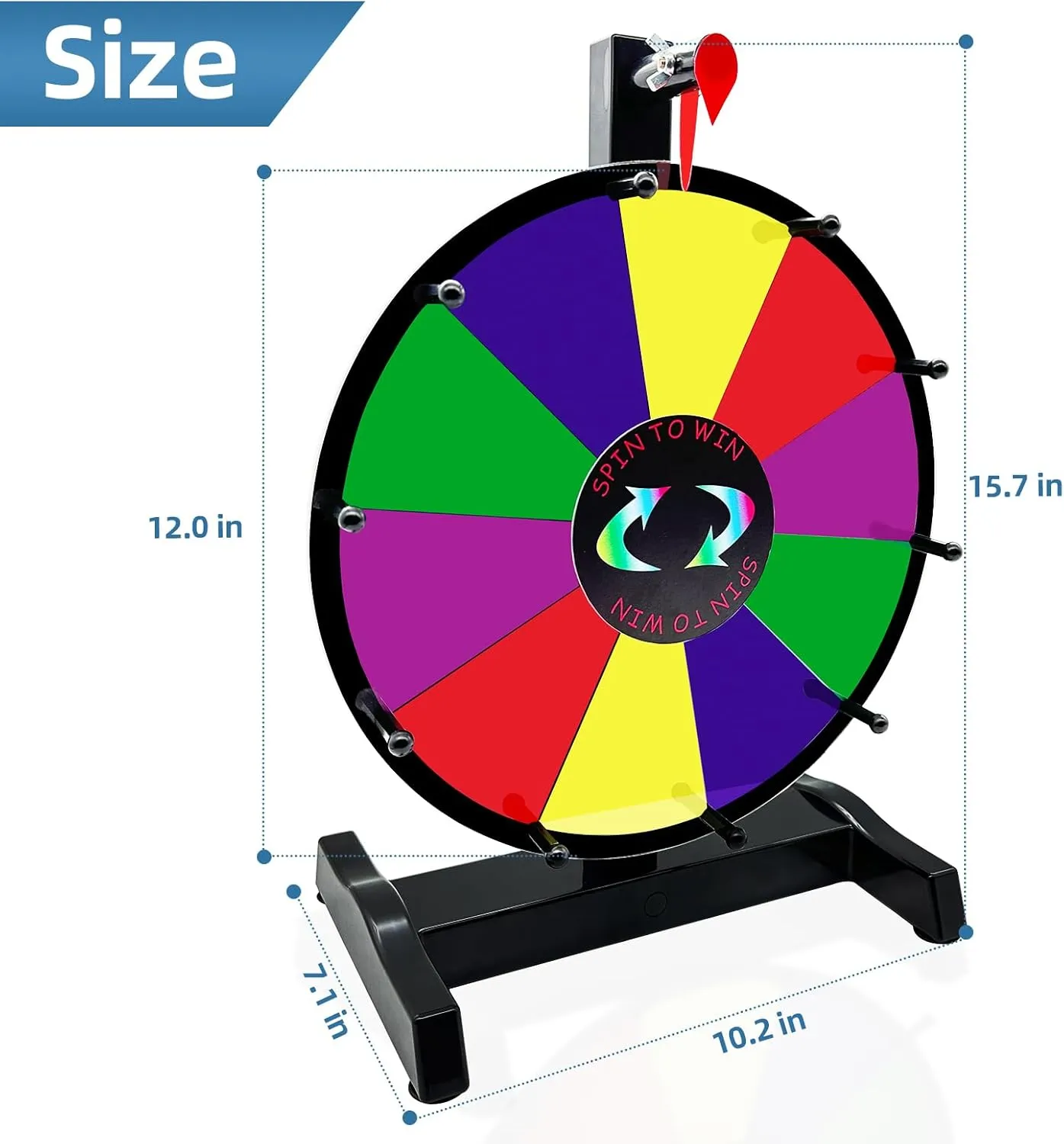 12 Inch Spinning Prize Wheel, Heavy Duty Base with 10 Slots Color Tabletop Spinner, Spin The Roulette Wheel for Carnival, Trade Show and Win Fortune Spin Games
