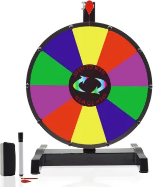 12 Inch Spinning Prize Wheel, Heavy Duty Base with 10 Slots Color Tabletop Spinner, Spin The Roulette Wheel for Carnival, Trade Show and Win Fortune Spin Games