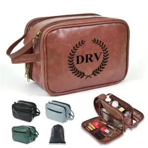 12 Pack Personalized Toiletry Bag for Men Handcrafted, Custom Leather Dopp Kit for Men, Personalized Gifts for Men, Father, Husband, Boyfriend, Groomsmen, Best Man Gifts, Shaving Bag Cosmetic Bag