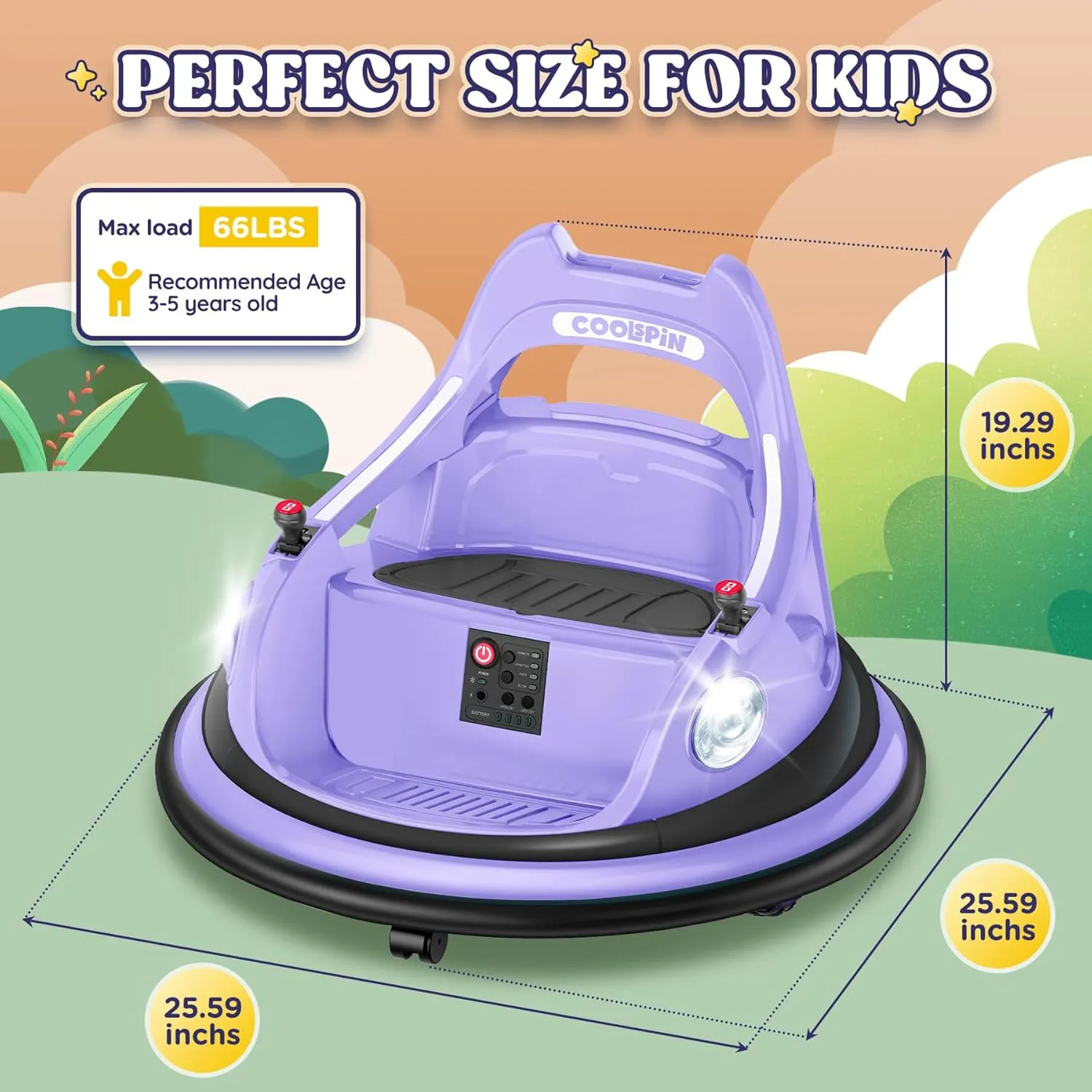12V Kids Bumper Car for Toddlers W/Parent Remote Control, 360 Degree Spin, Lights, Music, 37-96 Months, Purple