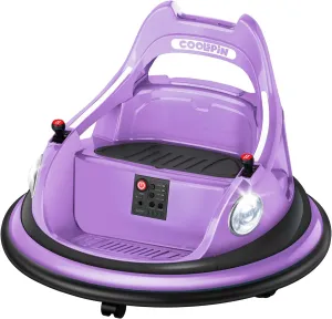 12V Kids Bumper Car for Toddlers W/Parent Remote Control, 360 Degree Spin, Lights, Music, 37-96 Months, Purple