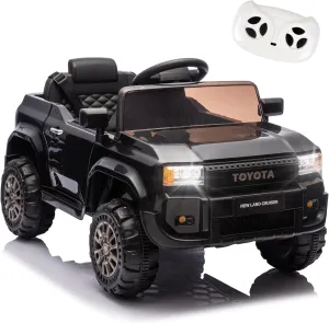12V Kids Ride on Car for Ages 1-5, Electric Car W/Parent Remote Control,Licensed Toyota 4 Wheel Outdoor Suspension, Bluetooth/USB Music,LED Lights,70lbs Load Capacity(Black)