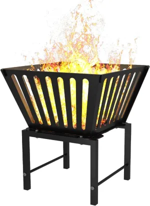 17 Inch Outdoor Fire Pit for Camping, Heavy Duty Portable Wood Burning Firepits Stove with Storage Bag for Outside Patio, Heating, Picnic, Campfire and BBQ, Trapezoid Vertical Hollow, Black