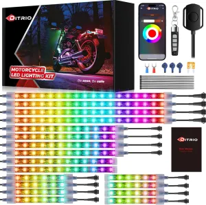 18pcs Underglow LED Strip Light Kit with APP Control, Dual Zone, Brake Turn Signal, 12V Waterproof Pixelglow Effects for Motorcycles, Trikes, Golf Carts, ATVs, UTVs - M18AP