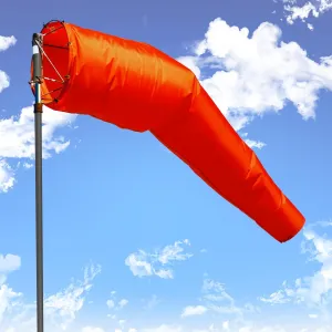 18"x60" Airport Windsock | Heavy Duty, Waterproof, UV Fade Resistant, High Vis Fluorescent, Quad Stitched, Zip Ties Included, for Industrial, Ranch, and Agricultural Use | Orange