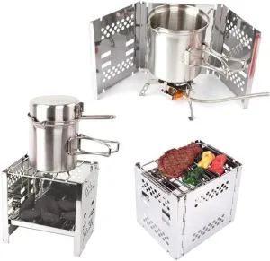 1Pc Mini Stainless Steel Burning Stove Portable Collapsible Bbq Grill for Outdoor Camping Picnics and Cookware Durable Design