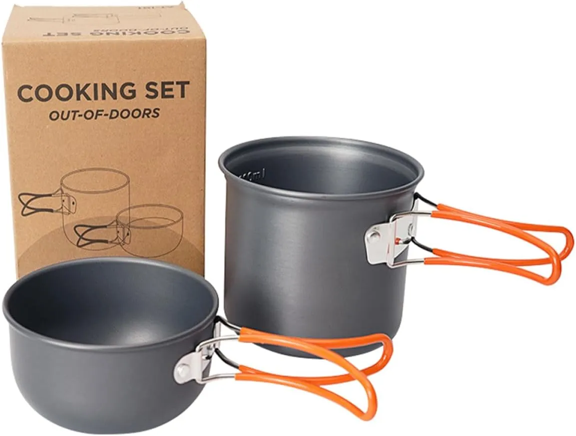 1set Aluminium Alloy Camping Pot Folding Handle Outdoor Cookware for Picnic Hiking Lightweight Non-Stick Design Safe Compact for Backpacking Adventures