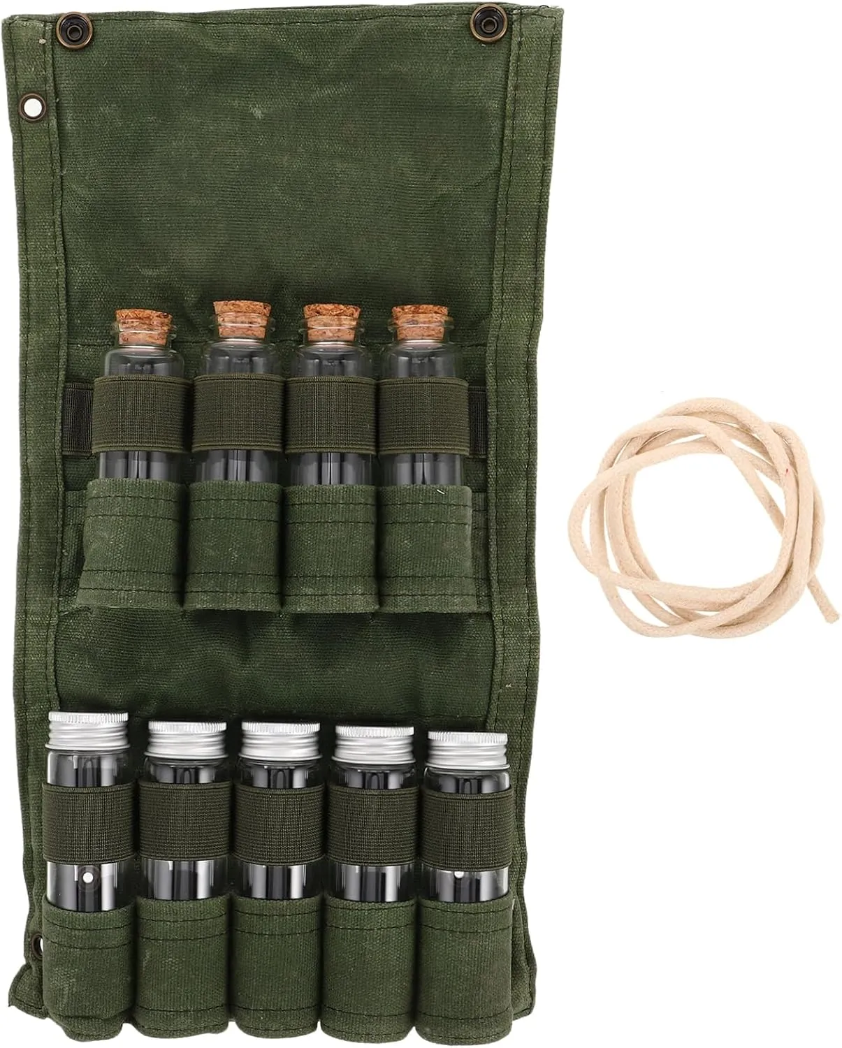1set Outdoor Camping Seasoning Bottle Set Portable Glass Spice Jars with Canvas Storage Bag for and Organization Essential Spice Container BBQ and Picnics