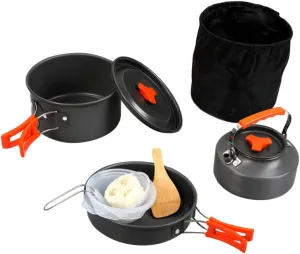 1set Person Portable Cooking Pan Compact Camping Cookware for Outdoor Essential Kitchen Tools Lightweight and Easy to Carry for Picnics and Hiking