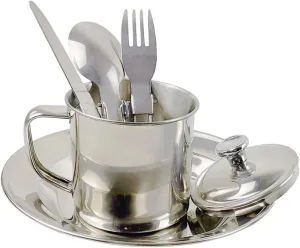 1Set Portable Stainless Steel Cookware Person Durable Camping Tableware Combination for Picnics Hiking and Outdoor Activities Option