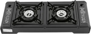 2-Burner Propane Camping Stove, Portable Camping Grill/Stove with Adjustable Burners, Propane Gas Stove Regulator Stove Portable Camping Stove Burner Set Outdoor Grill With Grill Tray