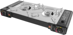 2-Burners Portable Camping Stove, with Baking Pan, Butane Camping Stove, with Case, Double Auto Ignition Camping Burner, for RV, Apartments, Outdoor, Etc
