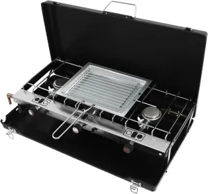 2 in 1 Camping Stove, 3 Burners Portable Propane Stove with Regulator and Toast Tray, Portable Stove Gas Stove for Outdoor Cooking Camping Tailgating Grilling BBQ Picnics