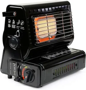 2 in 1 Gas Heater & Stove, Portable Camping Heater, Outdoor Butane Heater, Lightweight Propane Radiant Heater, for Caravan Camping Hiking (Color : Black Gas Heater)