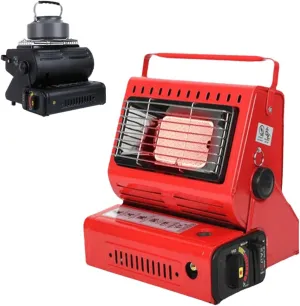 2 in 1 Portable Small Propane Heater Stove,Outdoor Camping Heater for Tents,Liquefied Gas Stove,LA Refugee Emergency Tent Heater Power Outage Multifunctional Handheld Heater for Hiking, Ice Fishing