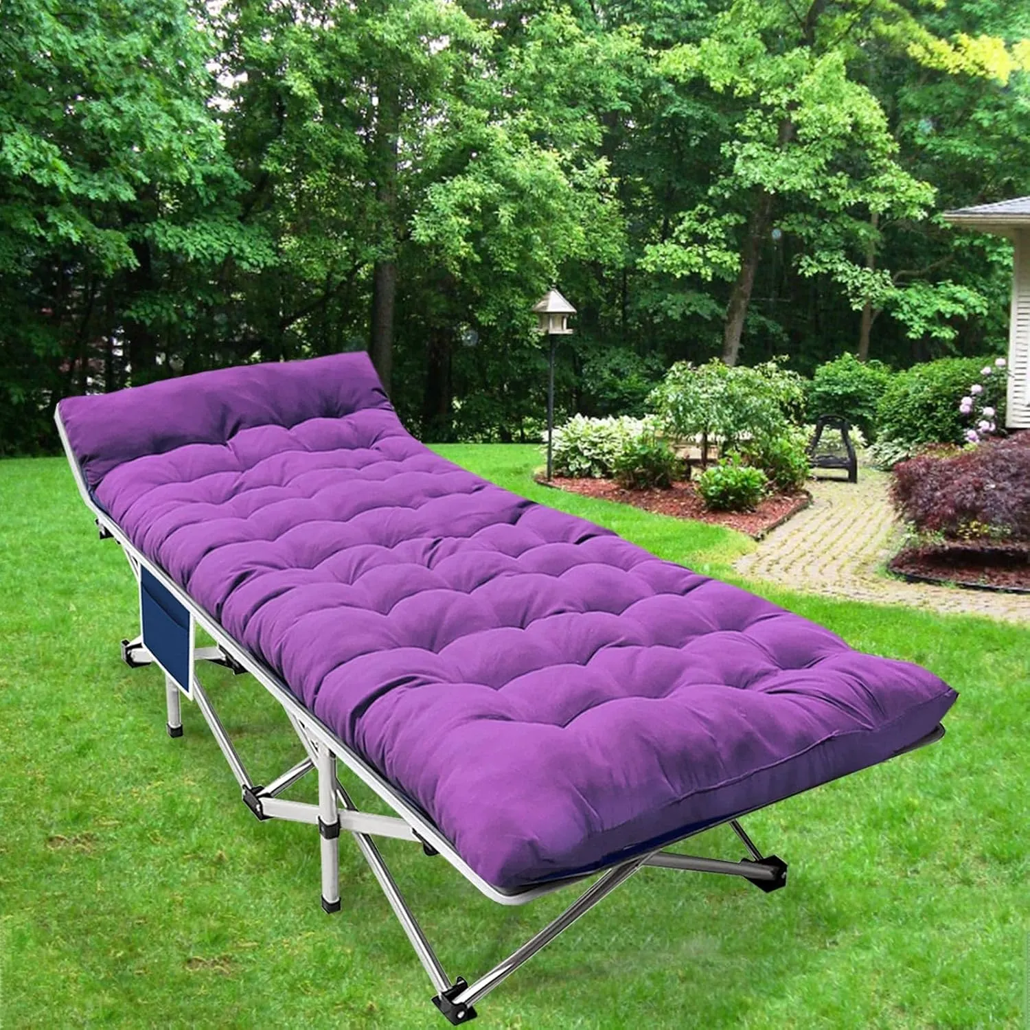 2-Pack Camping Cot Cots for Sleeping with Mattress Cots for Camping for Adults with Camfortable Pad Heavy Duty Camping Bed with Carry Bag Folding Cot for Hiking Home Office Nap Vacation