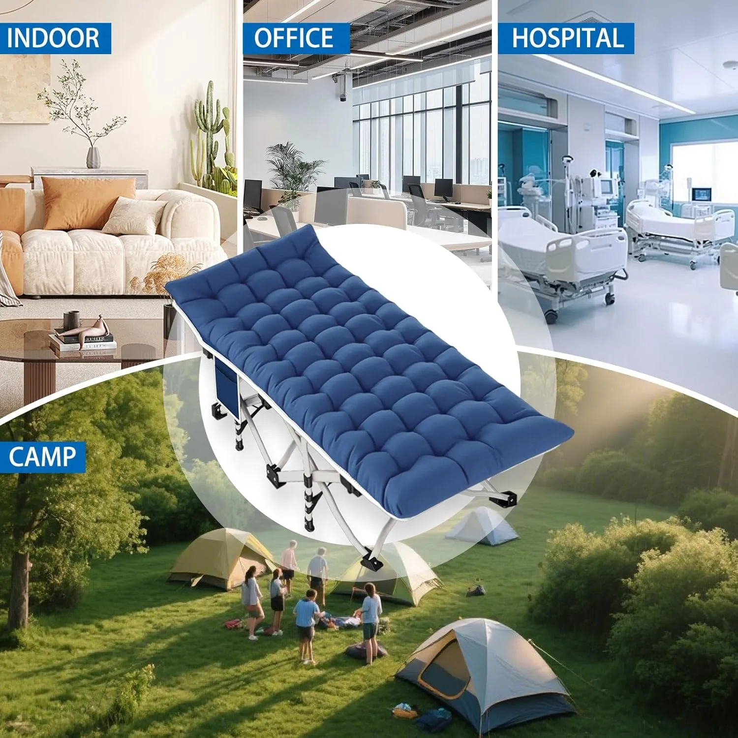 2 Pack Camping Cot with Mattress Comfortable Cot Bed Folding Cot for Adults with Carry Bag Cots for Sleeping Kids Guest Bed Heavy Duty Outdoor Indoor Home
