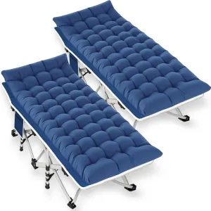 2 Pack Camping Cot with Mattress Comfortable Cot Bed Folding Cot for Adults with Carry Bag Cots for Sleeping Kids Guest Bed Heavy Duty Outdoor Indoor Home