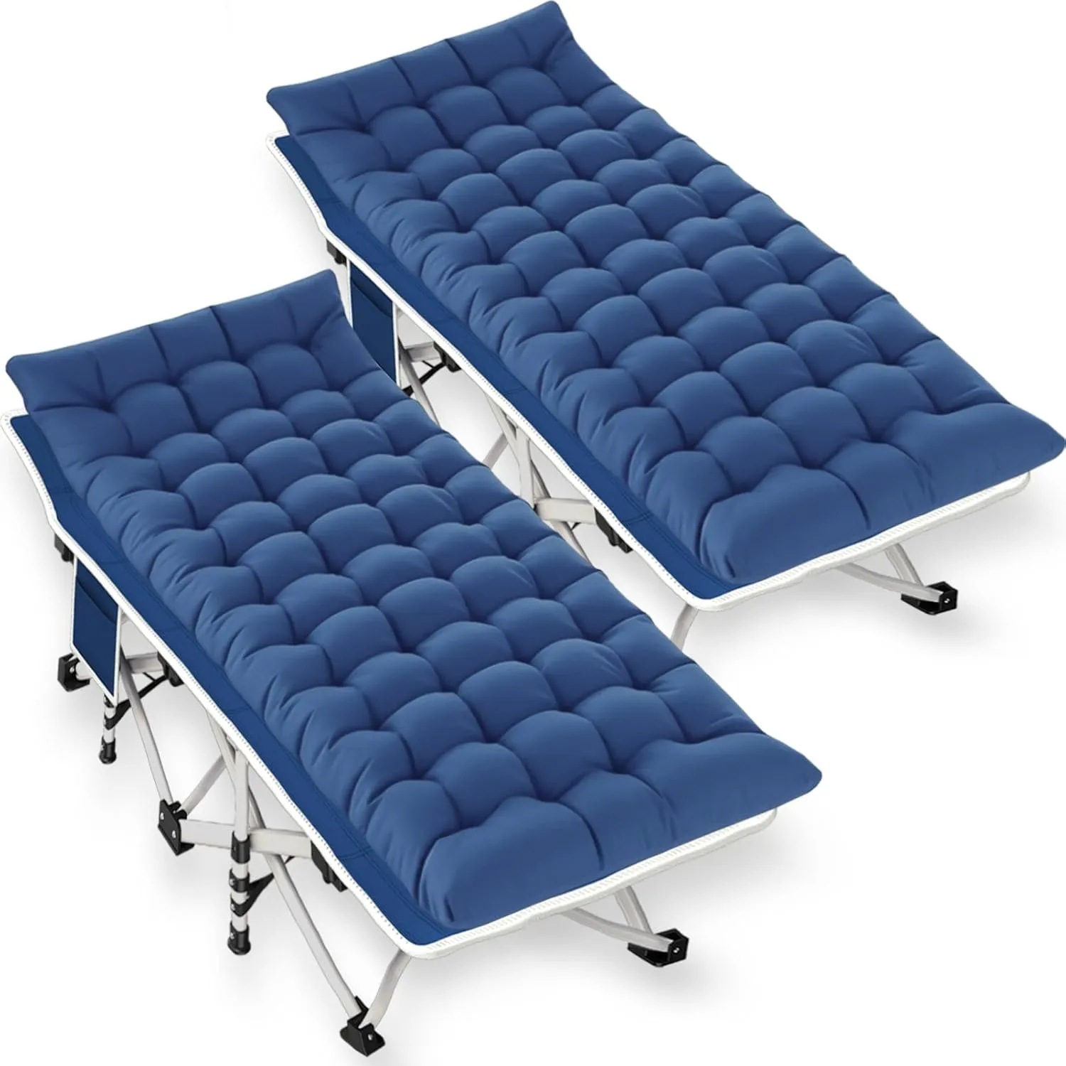 2 Pack Camping Cot with Mattress Comfortable Cot Bed Folding Cot for Adults with Carry Bag Cots for Sleeping Kids Guest Bed Heavy Duty Outdoor Indoor Home