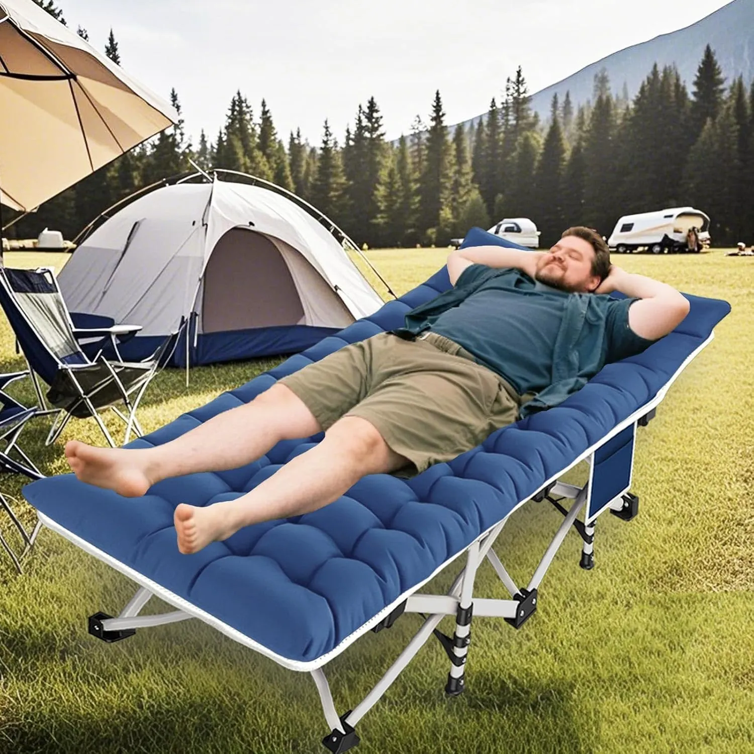 2 Pack Camping Cot with Mattress Comfortable Cot Bed Folding Cot for Adults with Carry Bag Cots for Sleeping Kids Guest Bed Heavy Duty Outdoor Indoor Home