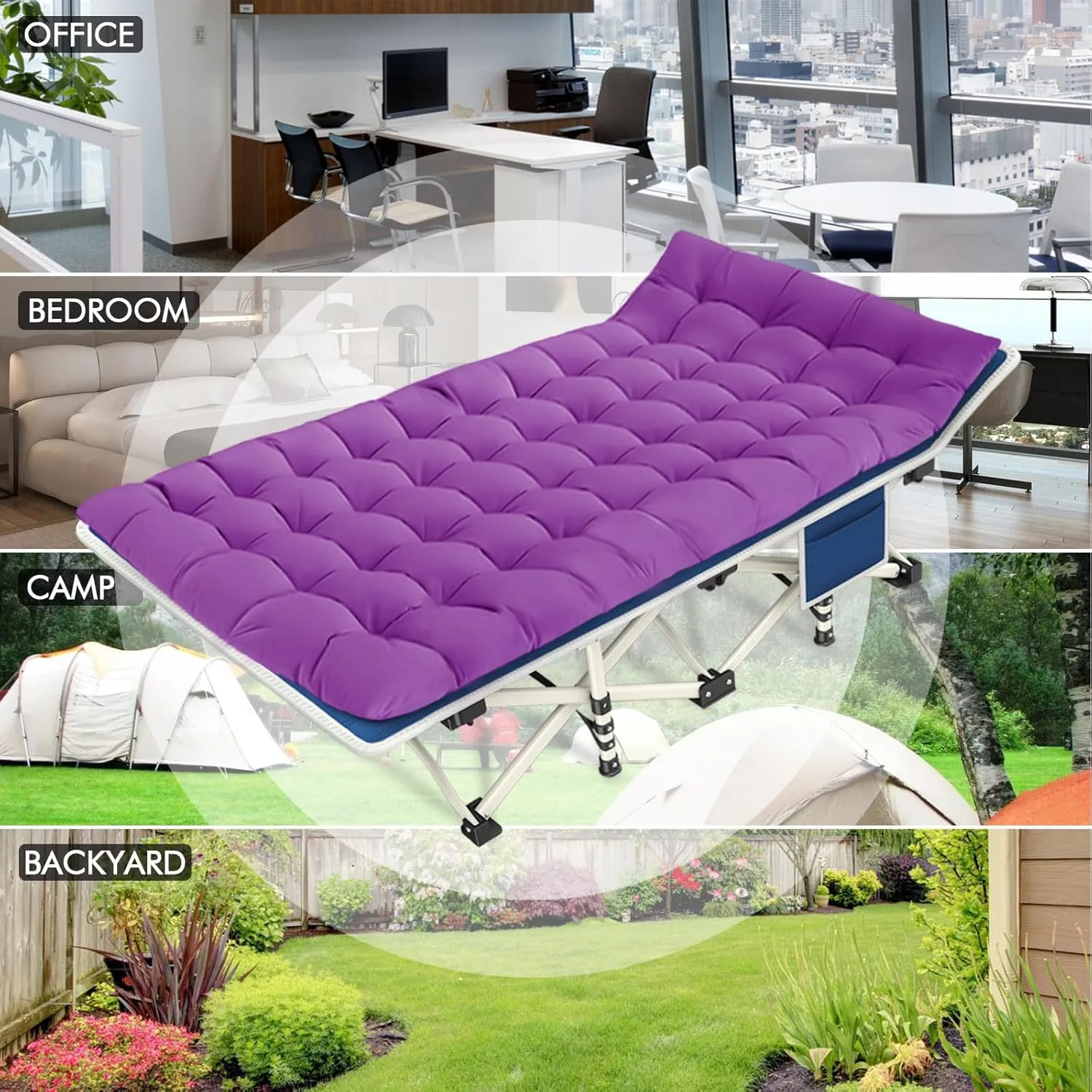 2 Pack Camping Cot with Mattress Comfortable Sleeping Cot Camping Cots for Adults 2 Person Folding Cot Heavy Duty Cots for Sleeping with Carry Bag Outdoor Indoor Home Vacation