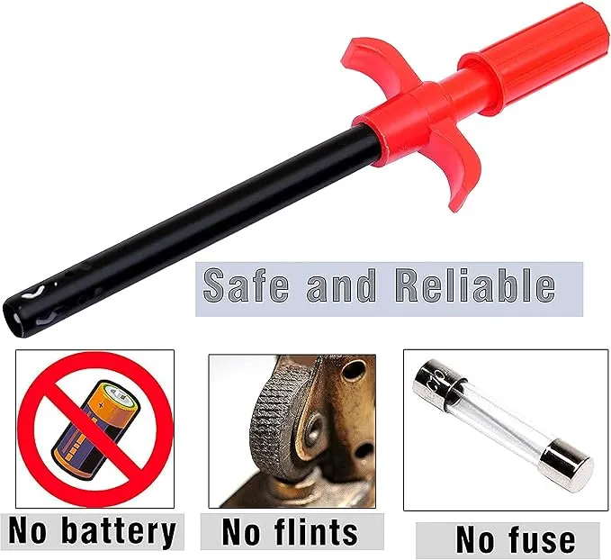 2 Pack Easy Grip Metal Regular Gas Lighters for Gas Stoves, Restaurants & Kitchen Use - Red and Black