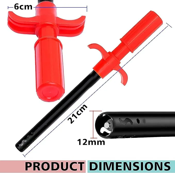 2 Pack Easy Grip Metal Regular Gas Lighters for Gas Stoves, Restaurants & Kitchen Use - Red and Black