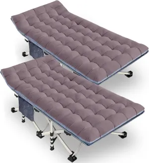 2 Pack XXL Cot 79" L x 32" W x 18" H Camping Cot with Mattress Comfortable Sleeping cots for Adults with Carry Bag Extra Large Cots for Camping Bed Folding Cot Heavy Duty for Home Outdoor Indoor