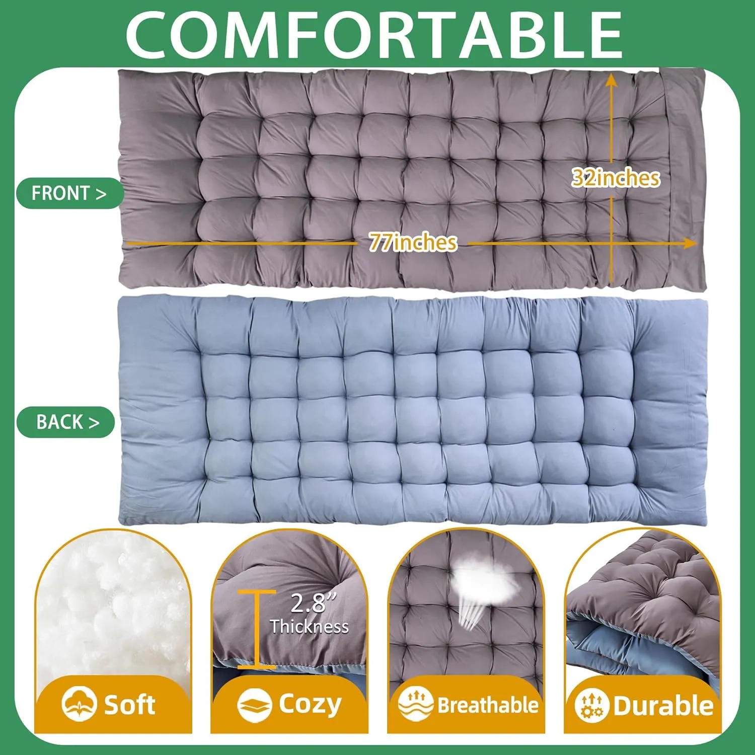 2 Pack XXL Cot 79" L x 32" W x 18" H Camping Cot with Mattress Comfortable Sleeping cots for Adults with Carry Bag Extra Large Cots for Camping Bed Folding Cot Heavy Duty for Home Outdoor Indoor