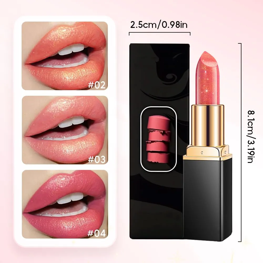 2 Pcs Glitter Lipstick, 2025 Lipsticks for Women, Lip Gloss Glitter Lipstick Waterproof, Shimmer Metallic Long Lasting Lipsticks for Daily Party Makeup (4# 5#)