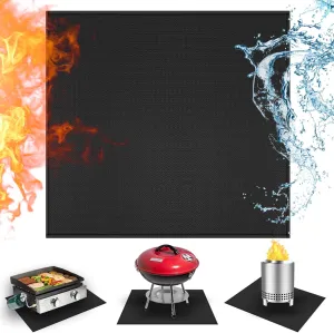24x24in Heat Resistant Grill Mats for Outdoor Tabletop Grill to Protect Your Prep Grill Table, Heat Resistant Mats for Countertop, Fireproof & Water Proof & Oil Proof Tabletop Fire Pit Mat-Black-1mm