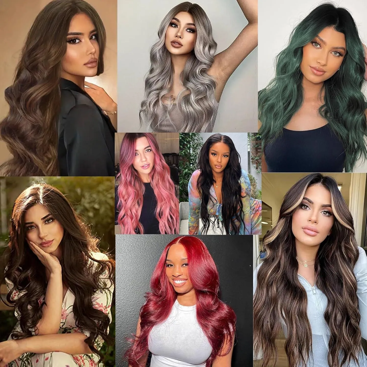 28 Inch Body Wave Synthetic Lace Front Wig for Women Middle Part Colored Burgundy Long Wavy Wig for Cosplay and Daily Use
