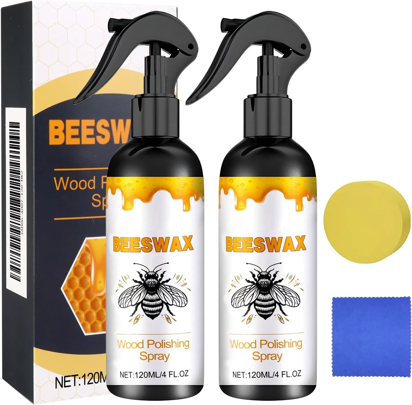 2PC Natural Beeswax Care Spray & Restorer, Beeswax Spray Cleaner, Polish for Wood Furniture, For Floors and Furniture
