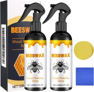 2PC Natural Beeswax Care Spray & Restorer, Beeswax Spray Cleaner, Polish for Wood Furniture, For Floors and Furniture