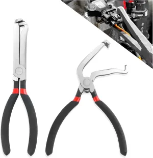 2PCS Electrical Disconnect Pliers for Cars Kit with 60° Elbow & Straight,Multi-Purpose Electrical Connector Pliers for Hoses,Spark Plugs,Antirust Fuel Line Plier for Car Repair
