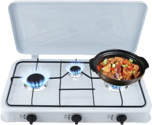 3 Burner Gas Stove Portable Stove Set, JK-003C Manual Ignition Camping Stove, 23.23 * 12.6 * 2.76in Camping Cookware Set for Home Kitchen,Restaurants, Outdoors