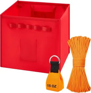 3 Pcs Arborist Throw Line Kit and Cube Bundle 64L Folding Arborist Throw Line Storage Cube, 15 oz Arborist Throw Weight Bag, 164 ft Polyester Rope Equipment for Tree Work Limb Throwing (Red)